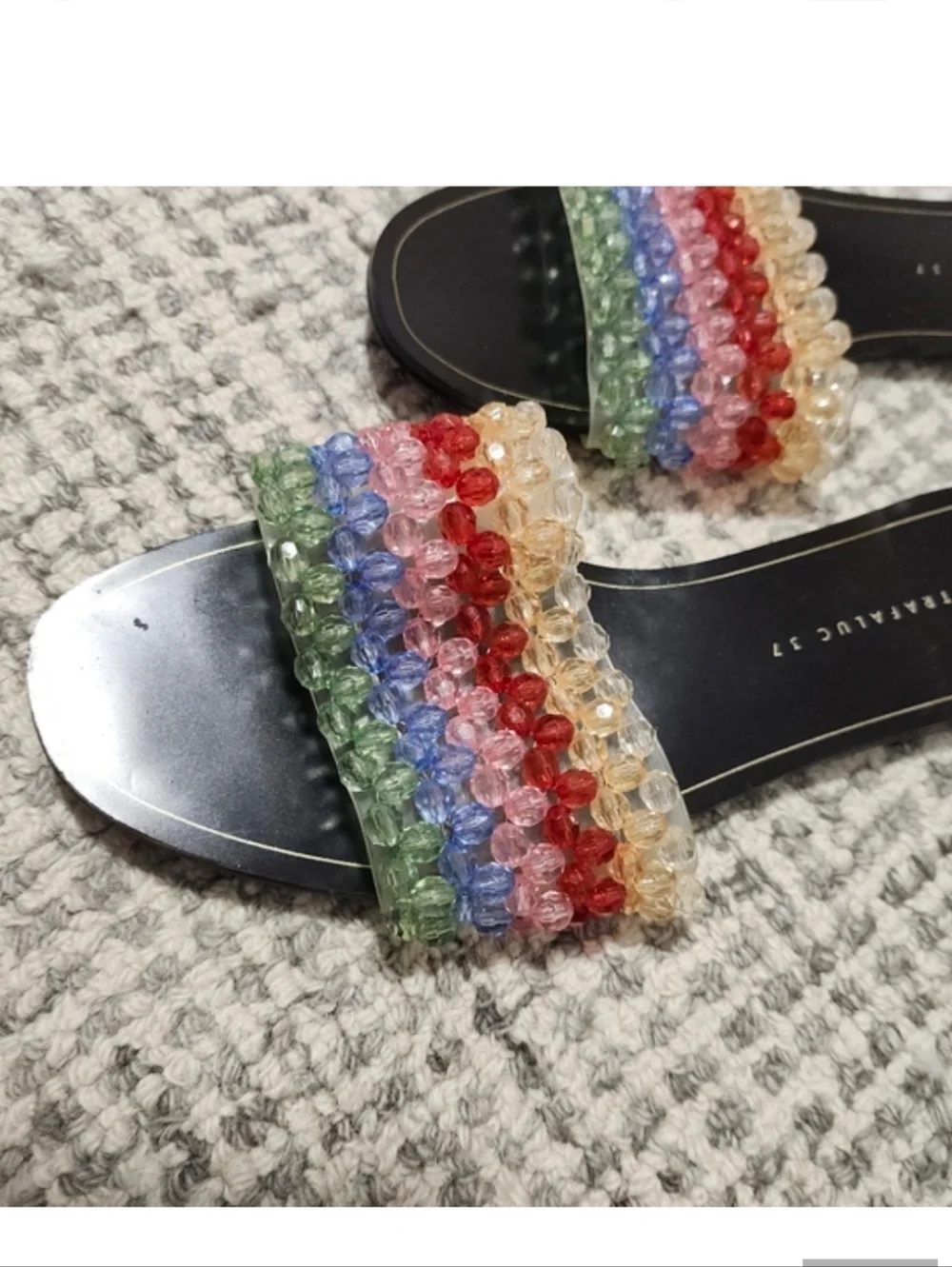 Zara Women's TRF Rainbow Beads  slip-on sandals Slide Flip Flops 37 / 6.5 - Picture 5 of 14